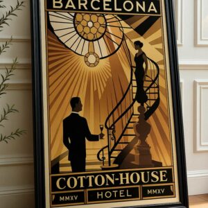 Barcelona Travel Art Decor Poster House Hotel Wall Art Print in Vintage Style Frame 2