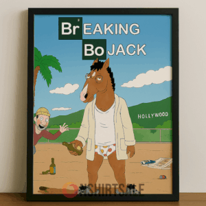Breaking BoJack Funny Cartoon Poster, BoJack Horseman x Breaking Bad Parody Wall Art