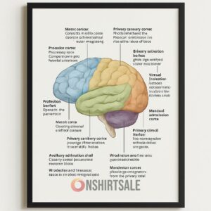 Colorful Brain Anatomy Diagram Poster, Educational Neuroscience Wall Art