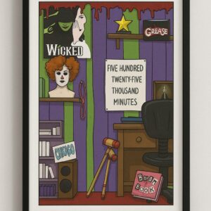 Framed Musical Theater Wall Art Poster Canvas Wicked Grease Rent Burn Book Chicago 2