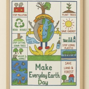 Make Everyday Earth Day Poster, Eco-Friendly Framed Wall Art for Kids