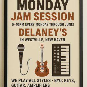 Monday Jam Session Poster, Vintage Music Event Print at Delaney’s Westville