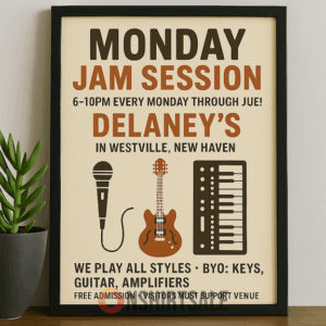 Monday Jam Session Poster Vintage Music Event Print at Delaney's Westville 2
