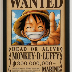 One Piece Anime Monkey D. Luffy Wanted Poster Wall Art
