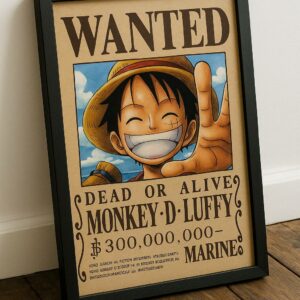 Monkey D Luffy Wanted Poster Wall Art One Piece Anime Decor 2
