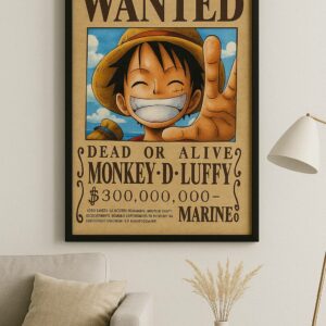 Monkey D Luffy Wanted Poster Wall Art One Piece Anime Decor 3