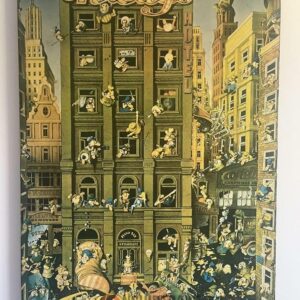 Royal Chicago Hotel Cartoon Poster Vintage Illustrated Artwork of Hotel Chaos and City Life