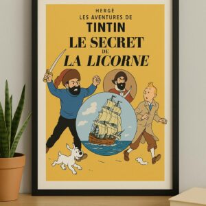 Tintin Le Secret de La Licorne Framed Poster Classic Comic Wall Art for Fans 2