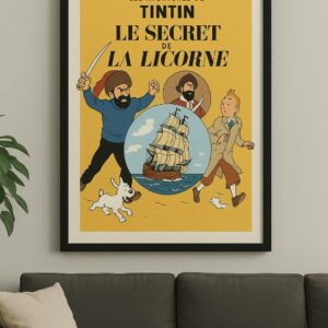 Tintin Le Secret de La Licorne Framed Poster Classic Comic Wall Art for Fans 3