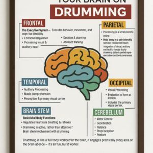 Your Brain On Drumming Poster Educational Wall Art About Brain Function And Music 2