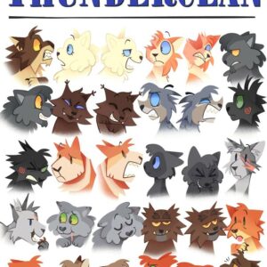 A Day in ThunderClan Poster, Warrior Cats Fan Art Print, Cute Illustrated Cat Expressions Wall Decor