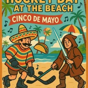 Cinco de Mayo Funny Hockey Poster, Star Wars Parody Tee with Beach, Tacos & May the Force Be With You Theme