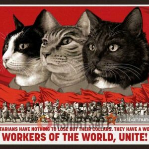 Funny Cat Revolution Poster, Purrletariat Workers of the World Unite, Communist Cat Wall Art for Cat Lovers
