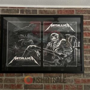 Metallica Arlington TX 2023 Concert Poster, Framed Wall Art, Skeleton &Raven Design