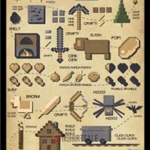 Minecraft Crafting Guide Poster Pixel Art Cheat Sheet for Building Crafting and Survival