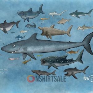 Shark Species Chart Poster, Guide to Various Shark Types with Scientific Names