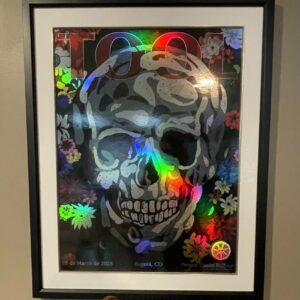 TOOL Bogota 2025 Concert Poster ,Holographic Skull Art Print with Floral Design, Framed Wall Decor