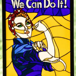 We Can Do It! Rosie the Riveter Stained Glass Art Panel, Feminist Home Decor